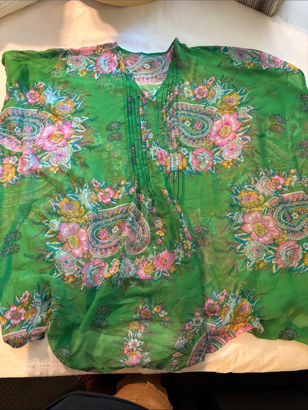 Green Floral Paisley Swim Coverup Tunic